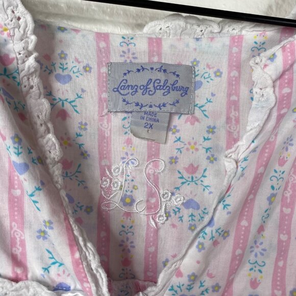 Lanz of Salzburg Nightgown Long Women's Pink Sz 2X Lawn Cottage Core Prarie - Picture 3 of 10